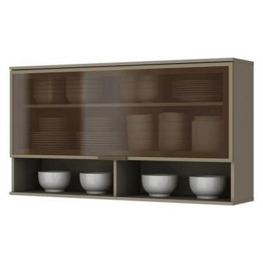 Imagem de Armário Aéreo 1 Porta Basculante Vidro 120cm Connect Duna - Móveis Henn Duna