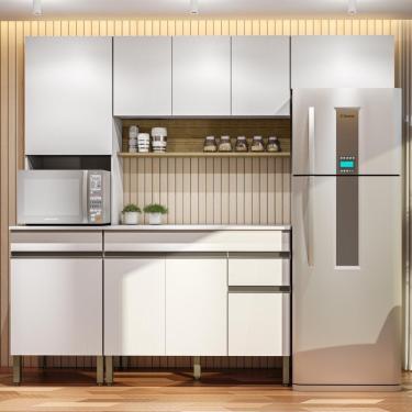 Imagem de Armário De Cozinha Completa 120 Com Balcão Com Tampo 9 Portas Line Freijó Supremo