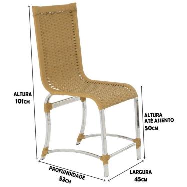 Imagem de Cadeira De Jantar Em Alumínio Polido e Fibra Sintética