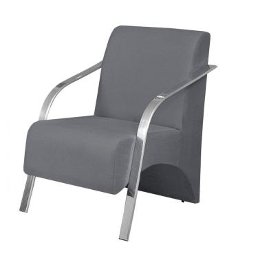 Imagem de Poltrona Vênus 1 Lugar Braço Alumínio D Salla Suede Cinza