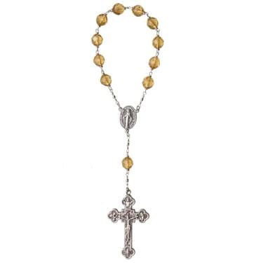 Imagem de Sine Cera Rosário católico de 1 década, crucifixo banhado a ródio e medalha milagrosa para homens e mulheres, Small, Cristal, Sem Pedra Preciosa