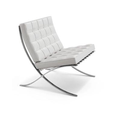 Imagem de Poltrona Premium Barcelona Inox Couro Sintético Branco