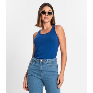 Imagem de Regata Feminina Em Ribana Rovitex Azul, G, Azul