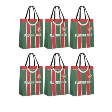 Imagem de Kit 6 Sacola Papel Off-Set Alça Gorgurão Fluminense Presente - Brasfoo
