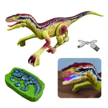 Imagem de Dinossauro Controle Remoto Com LED Azul na Boca 50m Alcance 4 Sons de 
