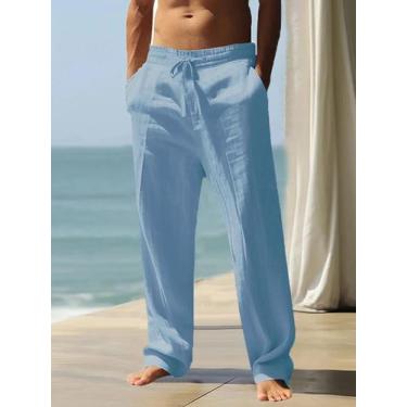 Imagem de Calças Casuais Masculinas Leves E Respiráveis De Verão Com Cintura Elá
