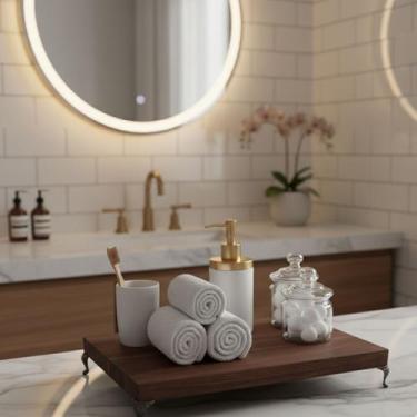 Imagem de Bandeja Madeira Decorativa Rustica Com Pezinho Decoração Sala Hall Mes