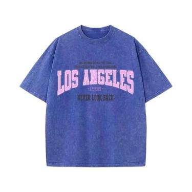 Imagem de Camisetas De Algodão Desgastadas Femininas Com Estampa Los Angeles 199