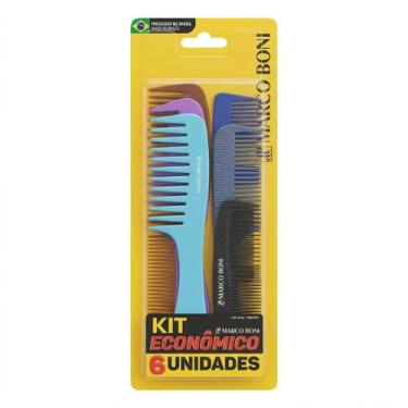 Imagem de Kit 6 Pentes de Cabelo Marco Boni Uso Diário Cores Sortidas