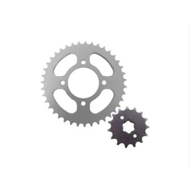 Imagem de Kit Coroa e Pinhão Biz C100/100 33-14 Aço 1045 Riffel Titanium