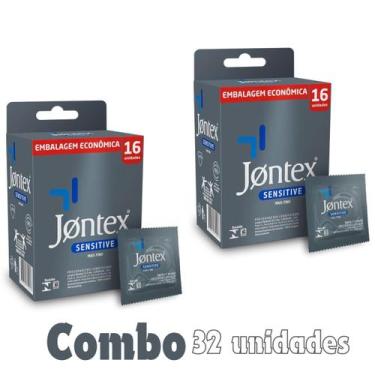 Imagem de Preservativo Lubrificado Jontex Sensitive 16 + 16  Kit 2 Caixas
