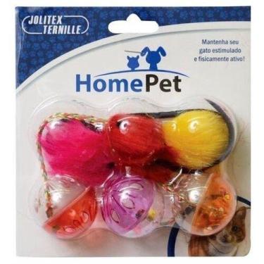 Imagem de Brinquedo gato kit tril bolas home pet jolitex