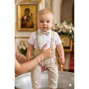 Imagem de Roupa Batizado Infantil Menino Casamento Formatura Papilloo, BEGE, 2 A