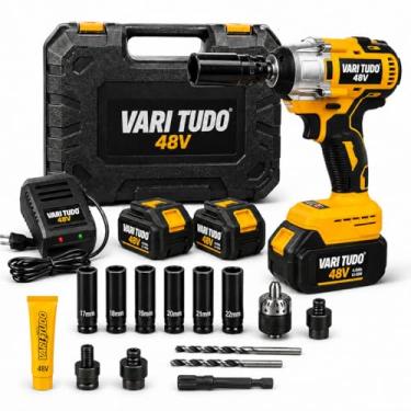 Imagem de Chave de Impacto 48V Brushless Sem Fio Bivolt 2 Baterias 4Ah e Maleta