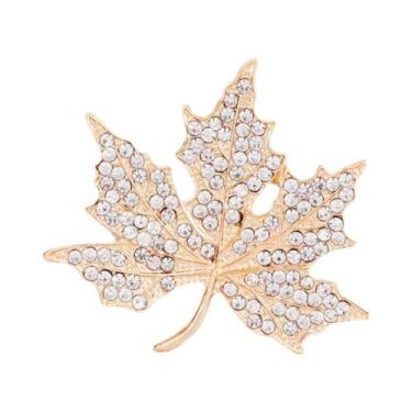Imagem de Broche Elegante De Folha De Bordo Em Cristal Para Mulheres E Homens, J
