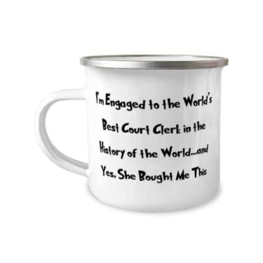 Imagem de Presente de noiva , I'm Engaged to the World's Best Court Clerk in the History of the, Caneca inspiradora para o Dia dos Namorados 355 ml da