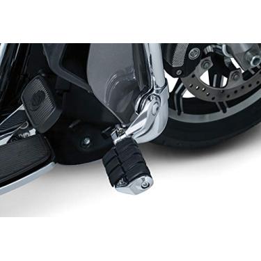 Imagem de Kuryakyn 4523 Controles de pé de motocicleta: suportes de cruzeiro de braço curto Tour-Tech com duas cavilhas ISO para proteções de motor/tubulação de 3,17 cm, cromado, 1 par