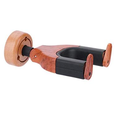 Imagem de Suporte de parede para violão, suporte de madeira para guitarra, com 3 parafusos e manga de fixação de parafuso para baixo, guitarra acústica elétrica, ukulele (cor de madeira vermelha)
