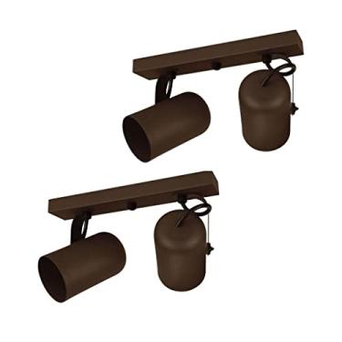 Imagem de Kit 2 Luminárias Teto Trilho 2 Spots Direcionáveis Marrom