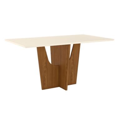 Imagem de Mesa de Jantar Retangular Danielly Off White e Nature 160 cm