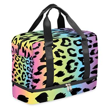 Imagem de Bardic Bolsa de ginástica esportiva feminina e masculina bolsa de viagem bolsa de mão leve, para treino de ginástica de fim de semana bolsa de treino escolar acampamento (cor de tigre
