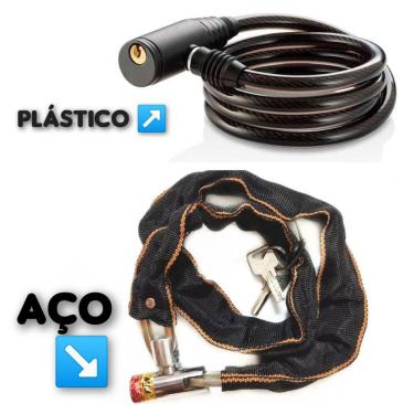 Imagem de Trava Portão Antifurto Corrente Ferro Porta Grade 02 Chave
