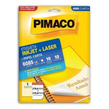 Imagem de Etiqueta inkjet/laser carta 6085 com 10 folhas Pimaco