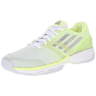 Imagem de adidas Tênis feminino Performance Adizero Attack W, Branco/Prata/Amarelo Congelado, 11.5