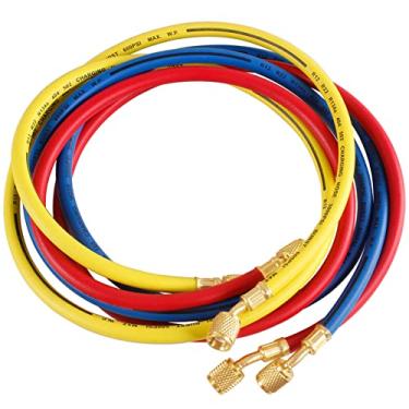 Imagem de Uenede 3 peças mangueira de carregamento de refrigerante 600-3000PSI rosca de 6 mm serve para R12 R22 R134A 404 502 carro ar condicionado e carregamento HVAC tubo de mangueira vermelho/amarelo/azul três cores