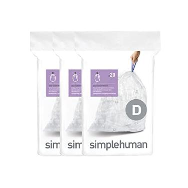 Imagem de simplehuman, Clear Code D sacos de lixo para reciclagem de cordão, 20 litros, 60 unidades, forros
