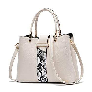 Imagem de Bolsa feminina elegante com alça superior, bolsa tiracolo de couro, bolsa de ombro grande, moda feminina, Branco, Large