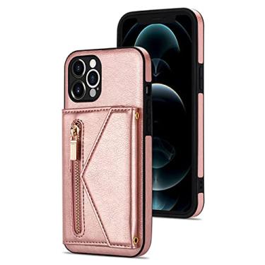 Imagem de Capa para iPhone 14/14 Pro/14 Plus/14 Pro Max, capa de couro PU com alça de ombro porta-cartões suporte fecho magnético durável à prova de choque, rosa, 14 Pro Max 6,7 polegadas