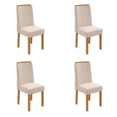 Imagem de Conjunto com 4 Cadeiras Astrid Linho Bege e Amêndoa Clean