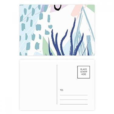 Imagem de Conjunto de cartão postal de aniversário com estampa de plantas abstratas do mar de plantas, cartão de agradecimento