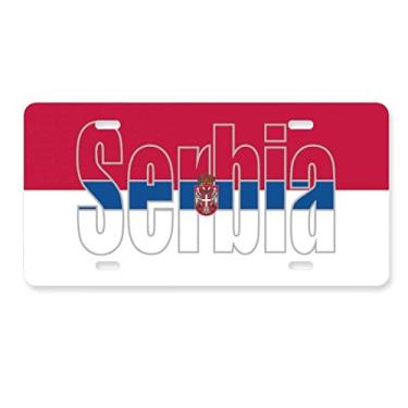 Imagem de DIYthinker Placa de carro com nome da bandeira da Sérvia em aço inoxidável para decoração de carro