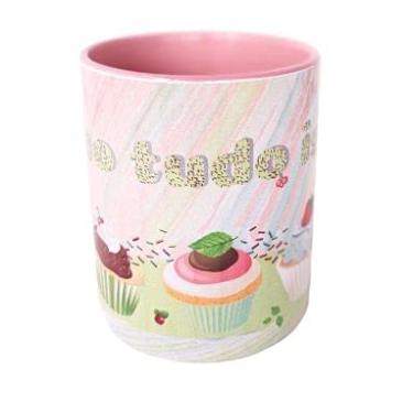 Imagem de Caneca Personalizada - Cupcake com alça e internamente rosa Importada