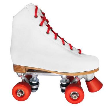 Imagem de Patins Iniciante Quad 4 Rodas Trad. Branco E Roda Vermelha - Patins.Co