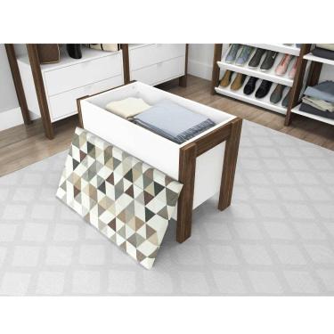 Imagem de Puff Baú Multiuso Tecno Mobili - Branco/Nogal