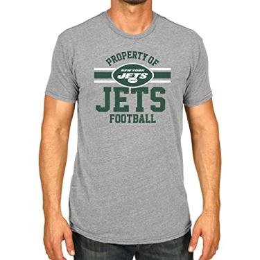 Imagem de Camiseta NFL Adulta Property of Short Sleeve Leve, camiseta oficial do time, equipamento para homens e mulheres (New York Jets - cinza, adulto grande)