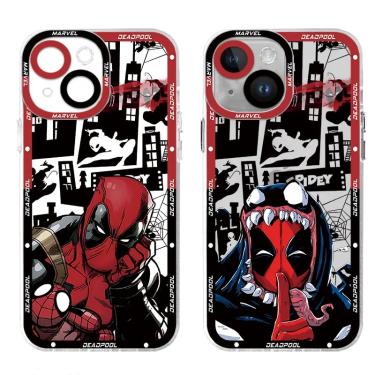 Imagem de Capa de silicone transparente para iPhone 15 Plus  TPU Funda  Marvel Deadpool para iPhone 15 Plus XR