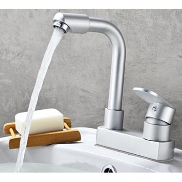 Imagem de Bacia de alumínio Space hTorneira de água quente e fria Deck de três furos com dois furos iInstallation 360 Torneira para lavatório giratória Splash,C