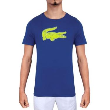 Imagem de Camiseta Lacoste Croco 3d Sport Th2042 Azul e Verde-gg