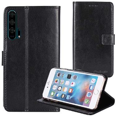 Imagem de TienJueShi Capa protetora de couro TPU com suporte para livro preto retrô para Huawei Honor 20 Pro 6,2 polegadas capa de gel carteira Etui