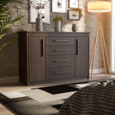 Imagem de Cômoda 2 Portas 4 Gavetas Elegance Capuccino Wood