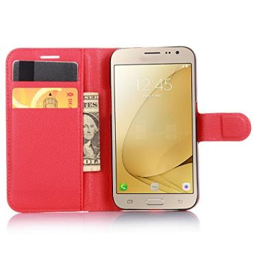 Imagem de Capa para Samsung Galaxy J2 â€“ Capa carteira flip de couro PU de para Samsung Galaxy J2, capa de proteção de telefone estilo empresarial, capa com [compartimentos para dinheiro e cartão]