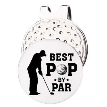 Imagem de VIYZZX Presentes de golfe engraçados para homens vovô, presentes de golfe pop pop, melhor marcador de bola de golfe Pop by Par com clipe magnético para chapéu de aço inoxidável, presente de golfe