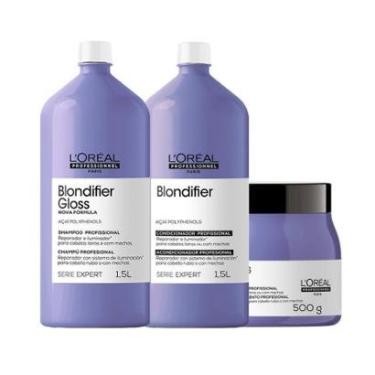 Imagem de Kit L'Oréal Professionnel Serie Expert Blondifier Gloss  – Shampoo e Condicionador e Máscara 500 g-Unissex
