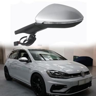 Imagem de Espelho retrovisor lateral adequado para Volkswagen VW Golf 7 MK7 2014 2015 2016 2016 Retrovisores laterais de substituição, ajuste elétrico, seta, aquecimento, dobra elétrica, luz de chão