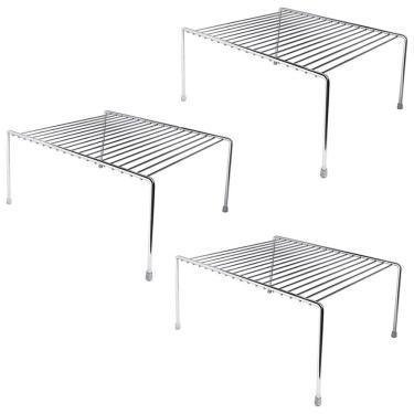 Imagem de Kit 3 Organizadores Médios Armário Prateleira Aramado 30cm