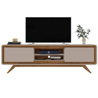 Imagem de Rack Channel 220cm para TV até 65 Polegadas 2 Portas Fabrimóveis Cor Gianduia Nature